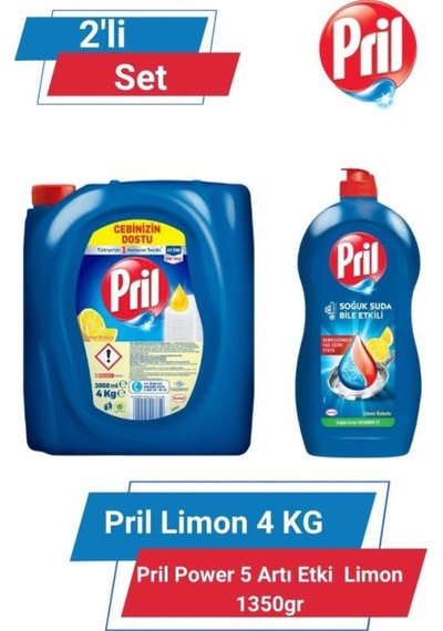 Pril Limon 4 Kg & Pril Power 5 Artı Etki Limon 1350gr 2'li Set set-hnkdtj-5213-6162