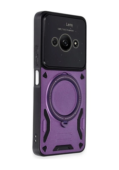 Xiaomi Poco C61 Kılıf Joy Lens Standlı Kapak - Mor 0.2M-Çok Renkli