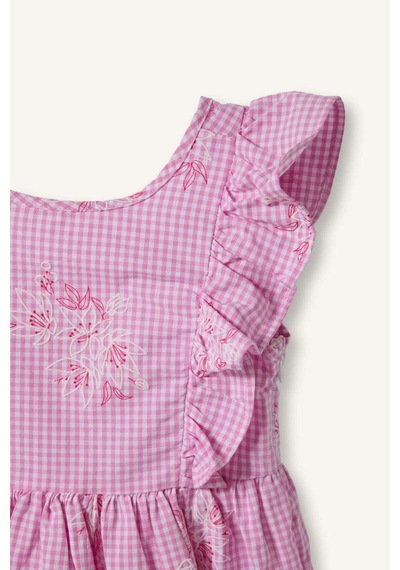 Defacto Kolsuz Poplin Pembe Elbise Kız Bebek H9619a526hspn171 Pembe-pn171