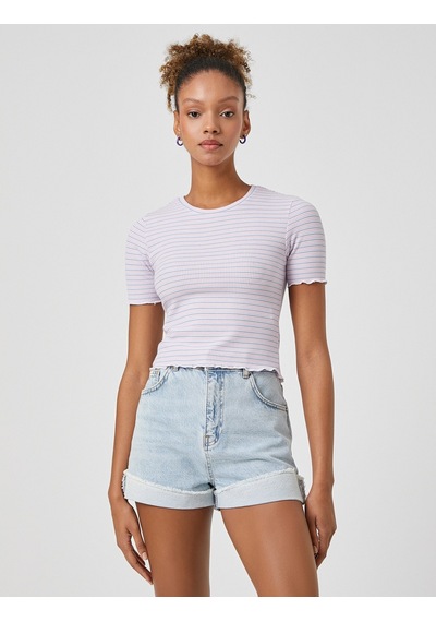 Koton Crop Tişört Dokulu Bisiklet Yaka Kısa Kollu Viskon Karışımlı Lila Çizgili 3sal10138ık 3SAL10138IK3S5 Lila Koton Crop Tişört Dokulu Bisiklet Yaka Kısa Kollu Viskon Karışımlı Lila Çizgili 3sal10138ık 3SAL10138IK3S5 Lila