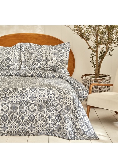 Karaca Home Tiles Çift Kişilik Yatak Örtüsü Mavi