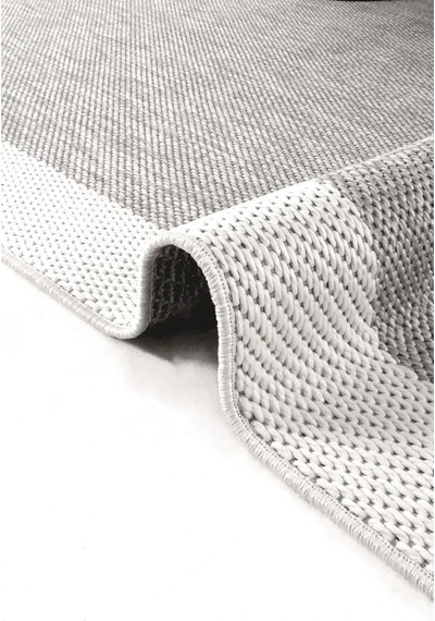 Hoom Rugs Lora 3205 Gri Çerçeveli Pamuk Taban Hav Toz Vermez Sisal Halı