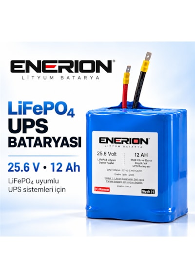 Enerion 24v 12ah Lifepo4 Ups Bataryası 25.6v, 2 Adet 12v Akü Yerine Tek Batarya