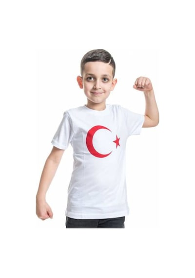 Masho Kids Unisex Beyaz Türk Bayraklı Tshirt-Ücretsiz Hızlı Kargo