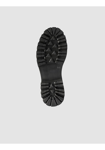 %100 Hakiki Deri Siyah Kalın Taban Kadın Loafer Ayakkabı Siyah