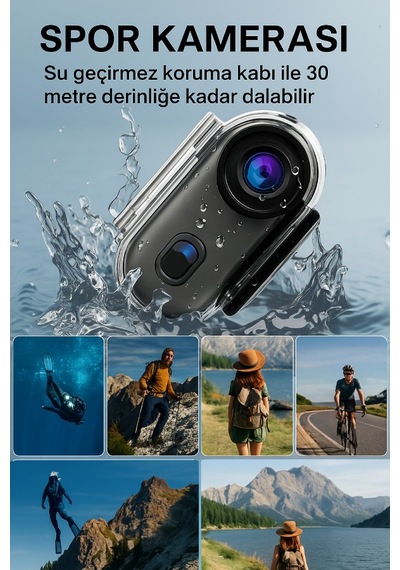 Ultra Kompakt 4k Aksiyon Kamerası Su Geçirmez, Yüksek Çözünürlük
