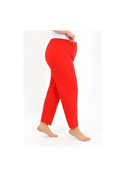 Mtm My The Mall Kadın Pamuklu Büyük Beden Alt Pijama Kırmızı Kırmızı