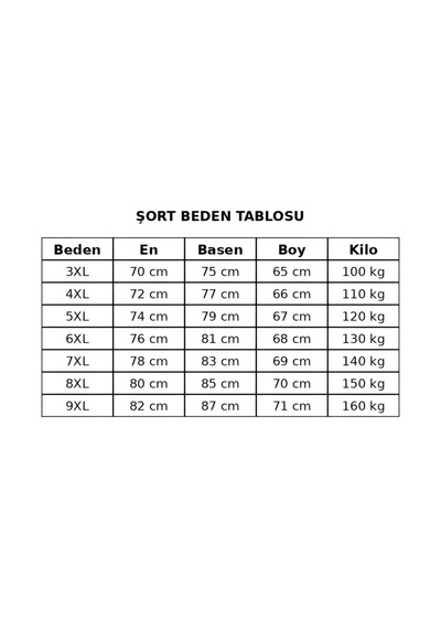 Sngl Tekstil Erkek Büyük Beden Şort 3xl 4xl 5xl 6xl 7xl 8xl 9xl Siyah