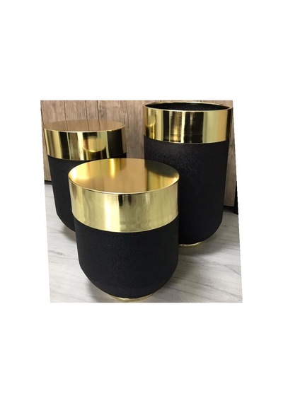 Dekoratif Gold Büyük Saksı, Darbuka Saksı 70 Cm