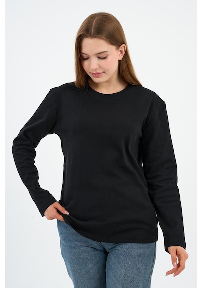 Alexander Gardi Bisiklet Yaka Basic Likralı Sweatshırt Wk25512-wn Siyah
