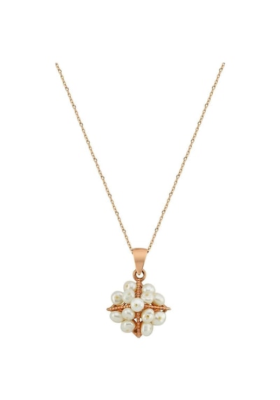 3,5 Mm Piramit Model Doğal İnci Kolye Rose