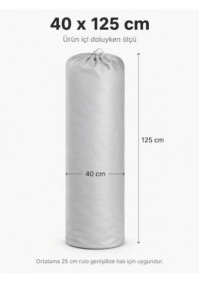 Beylini 40x125 Halı Hurcu Yolluk Sığar Lastikli Nefes Alabilir Kokmaz Tela Lastikli Halı Kılıfı Poşeti Ambalajı Taşınma Yastık Saklama Torbası Gri 2 Adet