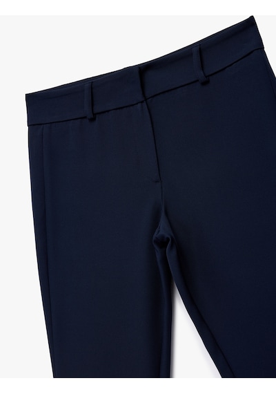 Koton Normal Bel Slim Fit İspanyol Paça Kumaş Pantolon Lacivert 6wak40196pw Lacivert