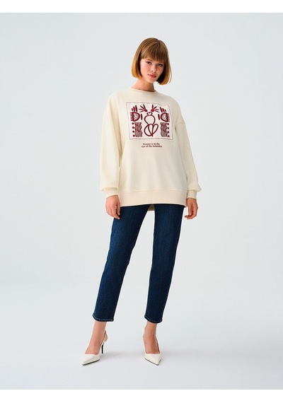 LOFT Loose Fit Kadın Sweatshirt Lf2037526 Q1.v1 Beyaz