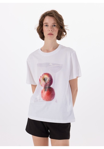 Moschino Jeans Beyaz Kadın Regular Fit T-shirt 251k1a070732291001