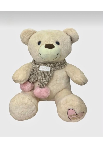 Buffy Atkılı Ayı Ekru 55cm Sevimli Konforlu: Peluş Uyku Yastığı Ve Sarılma Arkadaşı Dekoratif Oyuncak Beyaz