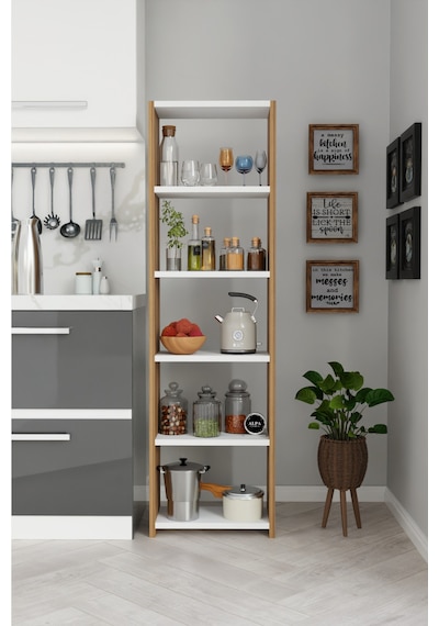 Alpaevmobilya 150 Cm 5 Raflı Ahşap Açık Mutfak Dolabı Çok Amaçlı Organizer Raf Baharatlık Ve Kahve Köşesi Dolabı Atlantik Çam - Beyaz Alpaevmobilya 150 Cm 5 Raflı Ahşap Açık Mutfak Dolabı Çok Amaçlı Organizer Raf Baharatlık Ve Kahve Köşesi Dolabı Atlantik Çam - Beyaz