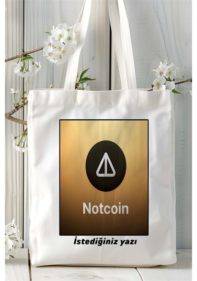 Art Hediye Notcoin Baskılı Bez Çanta Omuz Çantası Kişiye Özel Desen 3 Çok Renkli