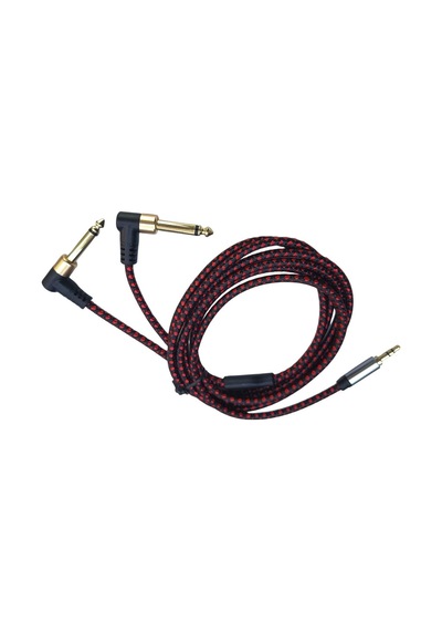 3.5 Mm Stereo To 2 X 6.3 Mm Mono L Tipi 90 Derece Anfi Ses Kablosu 2m