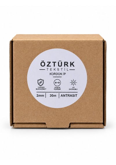 2 Mm Polyester Kordon İp 30 Metre Çok Amaçlı Düşük Esnemeli Antrasit