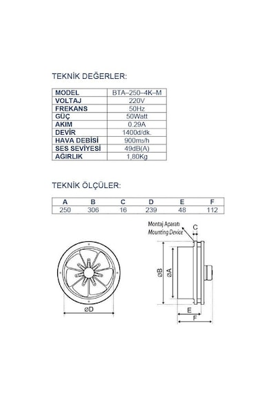 Ayas 25 Cm Baca Aspiratörü