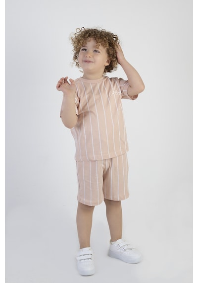 Harika Kids Erkek Çocuk Cool Boys Baskılı Çizgili Kısa Kollu Şortlu Alt Üst Takım 001