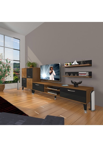 Decoraktiv Eko On Slm Dvd Silver Tv Ünitesi Tv Sehpası Ceviz - Siyah