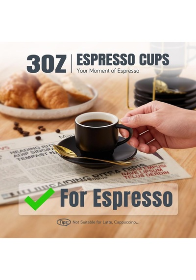 4 Oz Espresso Bardakları, Tabaklar, Kaşıklar Ve Metal Stand, Küçük İstiflenebilir Kahve Fincanları 4'lü Set, Ne Diğer