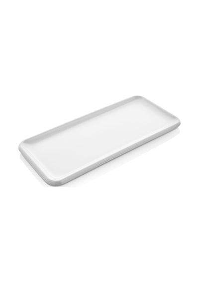 6 Adet 16x35 Cm Melamin Baton Servis Sunum Tabağı Makinede Yıkanabilir Dikdörtgen Mimoza Beyaz