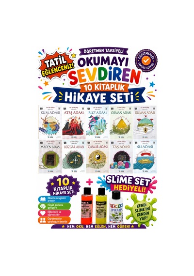 4.sınıf Öğretmen Tavsiyeli Okumayı Sevdiren 80 Sayfa 10 Kitaplık Hikaye Seti-8 Slime Set Hediyeli