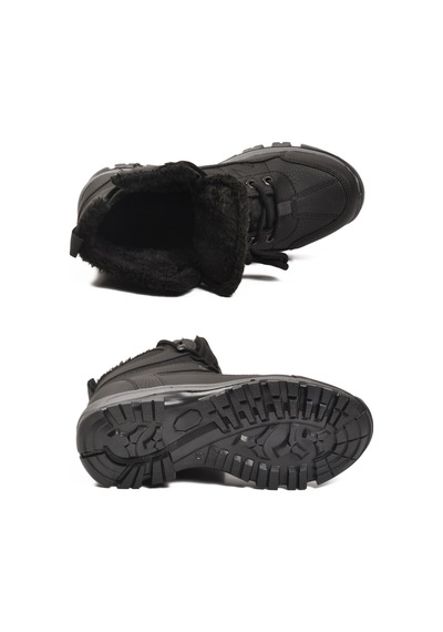 Siyah Kırışık İçi Kürklü Soğuğa Dirençli Kaymaz Taban Unisex Outdoor Bot 980 G Siyah