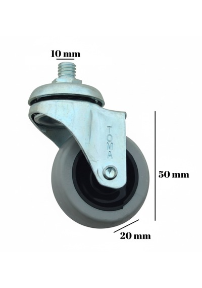 2 Adet Civatalı Metal 50mmx20mm Koltuk Sandalye Mobilya Tekeri Gri - Siyah
