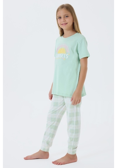 Arnetta Kız Çocuk Yeşil Pijama Takım Yeşil