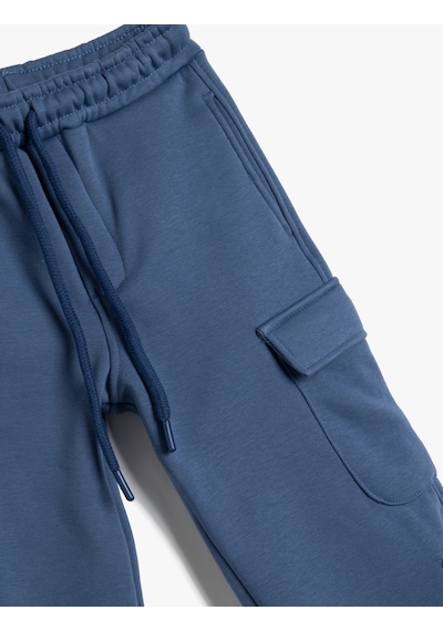 Koton Oversize Eşofman Altı Kargo Cep Detaylı Beli Bağcıklı Pamuk Karışımlı Mavi 5wkb40172tk Mavi