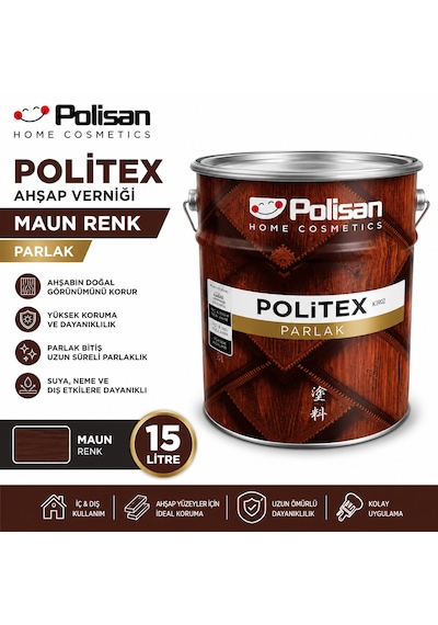 Polisan Politex Ahşap Verniği Maun Renk Parlak 15 Litre