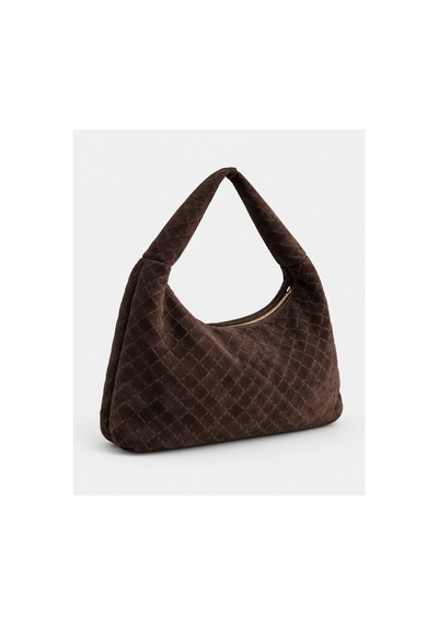 Nura Collection Kahve Kadın Hakiki Süet Örgü Dokulu Shopper Omuz Çantası Kahverengi - 936381748 Kahverengi