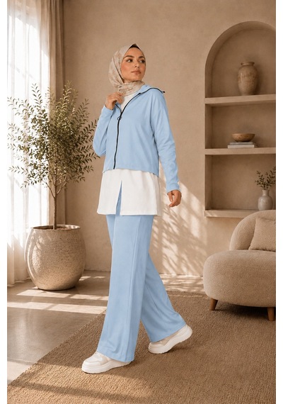 Unika Boutique Kadın Oysho Fermuar Detaylı 3 Lü Takım mavi