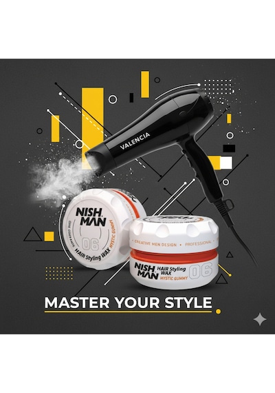 06 Saç Şekillendiric Ultra Sert Parlak Wax 100 Ml X 10 Adet/ + Fön Makinası Hediye