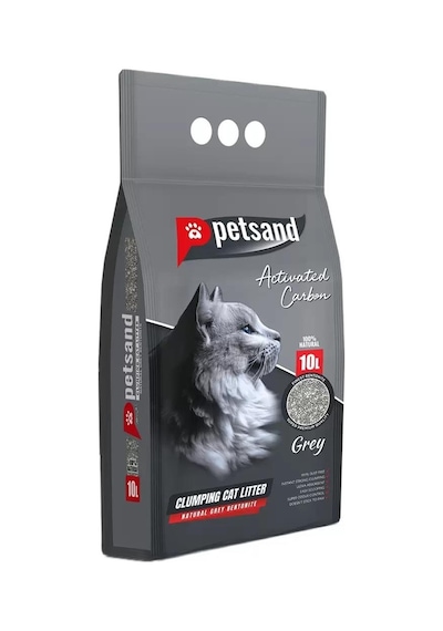 Petsand Aktif Karbonlu Grey Topaklaşan Bentonit Kedi Kumu 10 L