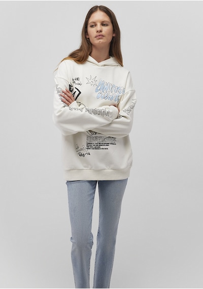 Mavi - Baskılı Kapüşonlu Beyaz Sweatshirt 1s10287-80194 Beyaz