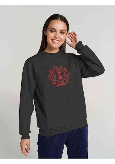 Lovelyz K Pop Woollim Baskılı Füme Antrasit Kadın Sweatshirt