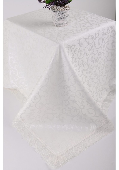 Kdk Dertsiz 160x220 Güpürlü Masa Örtüsü Krem - 2
