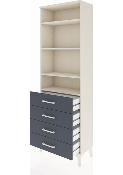 Arges Dolap 4 Raflı 4 Çekmeceli 60x30x182 Aytaşı-antrasit Aytaşı
