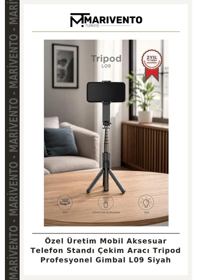Özel Üretim Mobil Aksesuar Telefon Standı Çekim Aracı Tripod Profesyonel Gimbal L09 Siyah