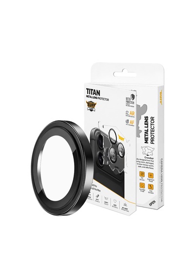 Buff İphone 18 Pro / 18 Pro Max Titan Metal Kamera Lens Koruyucu Black Siyah
