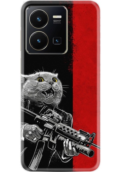 Vivo Y35 Kilif Silikon Desen Çilgin Kedi 1674 566402628