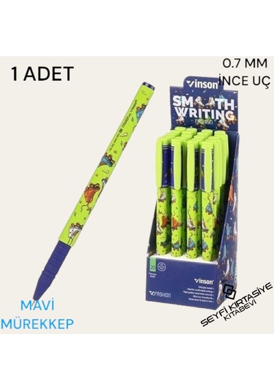 Desenli Gövde Jel Tükenmez Kalem Mavi Mürekkep 0.7 Mm İğne Uç İnceliği 10