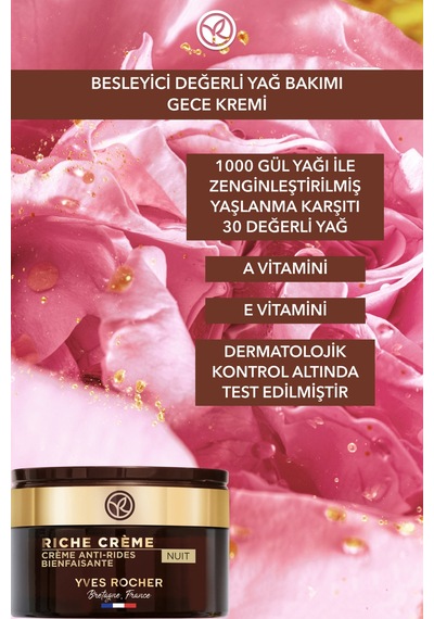 Yves Rocher Gece Kremi - Besleyici Yaşlanma Karşıtı Değerli Yağ Bakımı / Riche Creme-50 Ml-26393