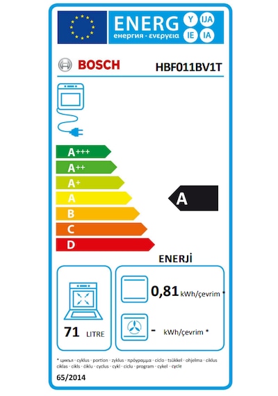 Bosch Serie 2 HBF011BV1T 71 LT Ankastre Fırın