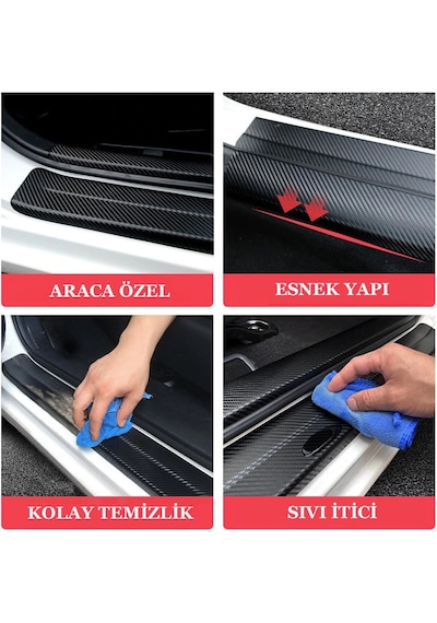 Eyphon Hyundai İ20 Karbon Kapı Eşiği Oto Sticker 4 Adet